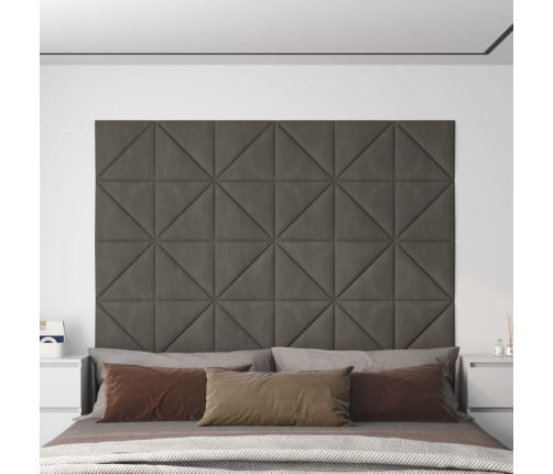 Paneles de pared 12 uds terciopelo gris oscuro 30x30 cm 0,54 m²