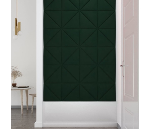 vidaXL Paneles de pared 12 uds terciopelo verde oscuro 30x30cm 0,54 m²