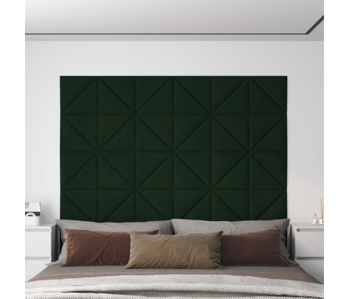 Paneles de pared 12 uds terciopelo verde oscuro 30x30cm 0,54 m²