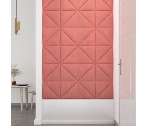 Paneles de pared 12 uds terciopelo rosa 30x30 cm 0,54 m²