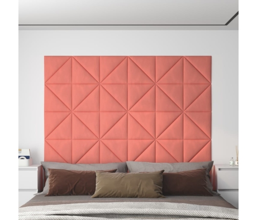 Paneles de pared 12 uds terciopelo rosa 30x30 cm 0,54 m²