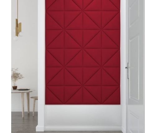 Paneles de pared 12 uds terciopelo rojo tinto 30x30 cm 0,54 m²