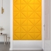 Paneles de pared 12 uds terciopelo amarillo 30x30 cm 0,54 m²