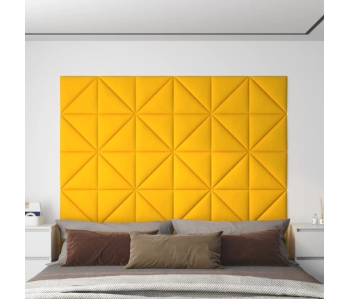 Paneles de pared 12 uds terciopelo amarillo 30x30 cm 0,54 m²