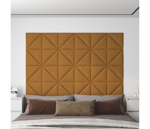 Paneles de pared 12 uds terciopelo marrón 30x30 cm 0,54 m²