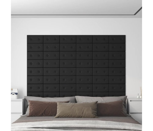 Paneles de pared 12 uds cuero sintético negro 30x15 cm 0,54 m²