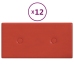 Paneles de pared 12 uds cuero sintético rojo 30x15 cm 0,54 m²