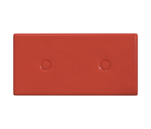 Paneles de pared 12 uds cuero sintético rojo 30x15 cm 0,54 m²