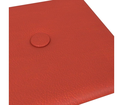 Paneles de pared 12 uds cuero sintético rojo 30x15 cm 0,54 m²