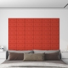 Paneles de pared 12 uds cuero sintético rojo 30x15 cm 0,54 m²