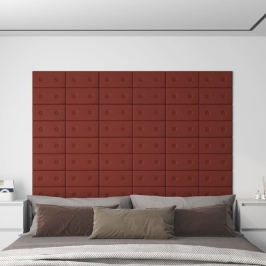 Paneles pared 12 uds cuero sintético rojo tinto 30x15 cm 0,54m²