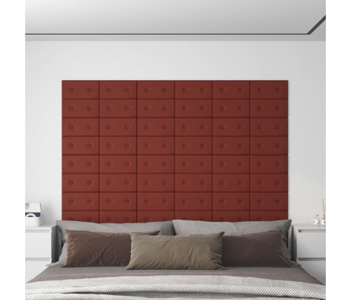 Paneles pared 12 uds cuero sintético rojo tinto 30x15 cm 0,54m²