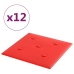 Paneles de pared 12 uds cuero sintético rojo 30x30 cm 1,08 m²