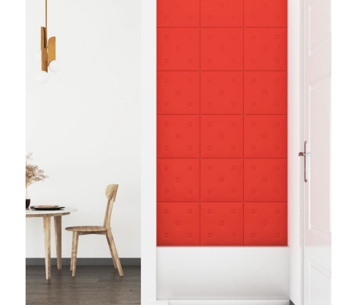 Paneles de pared 12 uds cuero sintético rojo 30x30 cm 1,08 m²