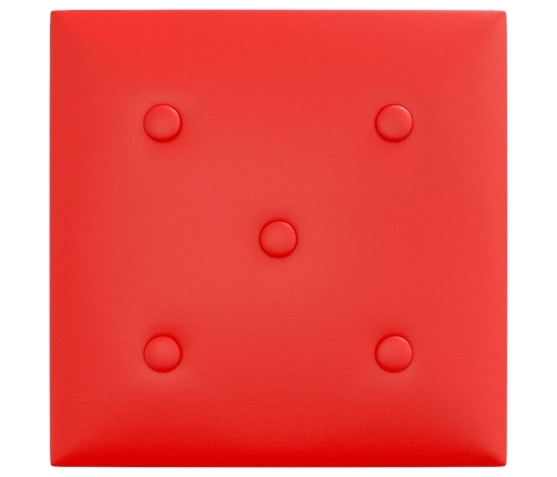 Paneles de pared 12 uds cuero sintético rojo 30x30 cm 1,08 m²