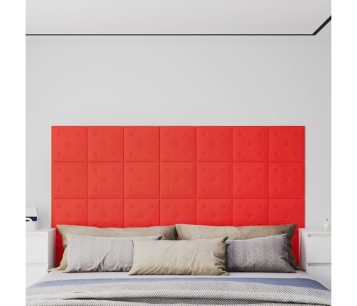 Paneles de pared 12 uds cuero sintético rojo 30x30 cm 1,08 m²