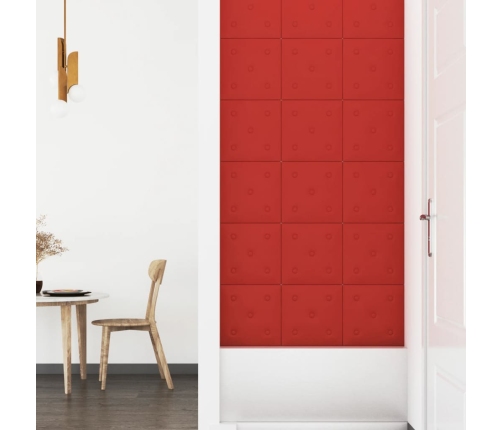 Paneles pared 12 uds cuero sintético rojo tinto 30x30 cm 1,08m²