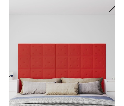 Paneles pared 12 uds cuero sintético rojo tinto 30x30 cm 1,08m²