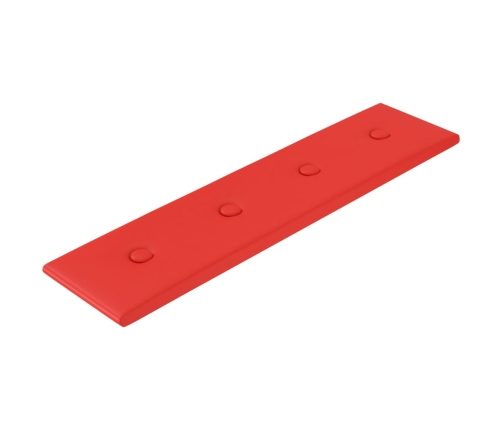 Paneles de pared 12 uds cuero sintético rojo 60x15 cm 1,08 m²