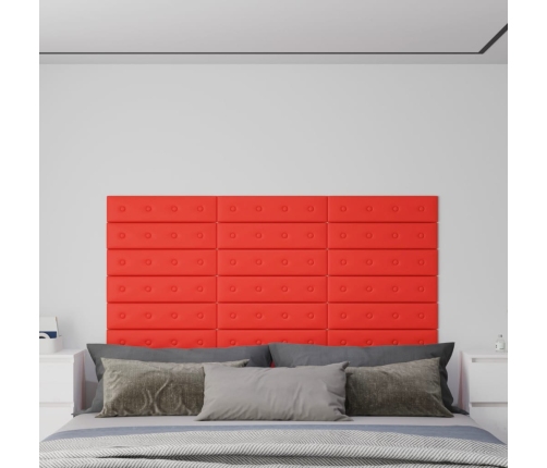 Paneles de pared 12 uds cuero sintético rojo 60x15 cm 1,08 m²