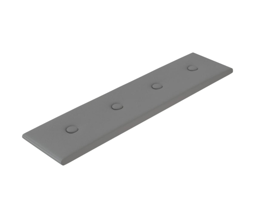 vidaXL Paneles de pared 12 uds cuero sintético gris 60x15 cm 1,08 m²