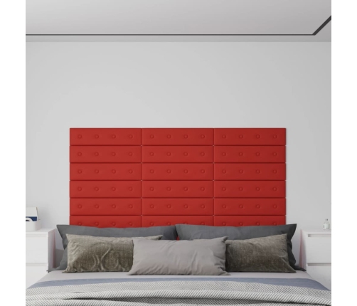 Paneles pared 12 uds cuero sintético rojo tinto 60x15 cm 1,08m²