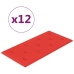 Paneles de pared 12 uds cuero PE rojo 60x30 cm 2,16 m²