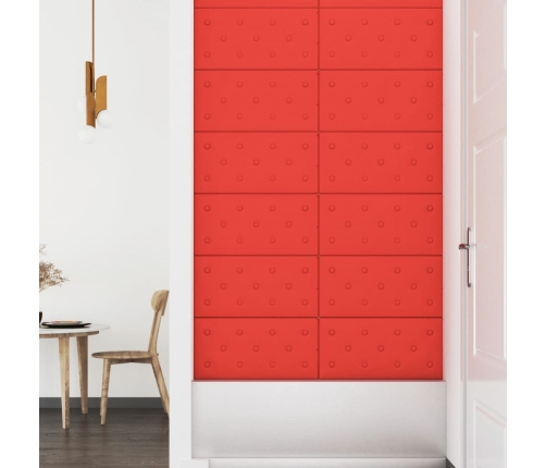 vidaXL Paneles de pared 12 uds cuero PE rojo 60x30 cm 2,16 m²