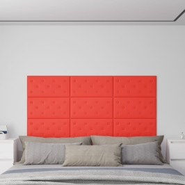 Paneles de pared 12 uds cuero PE rojo 60x30 cm 2,16 m²