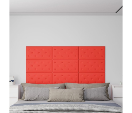 vidaXL Paneles de pared 12 uds cuero PE rojo 60x30 cm 2,16 m²