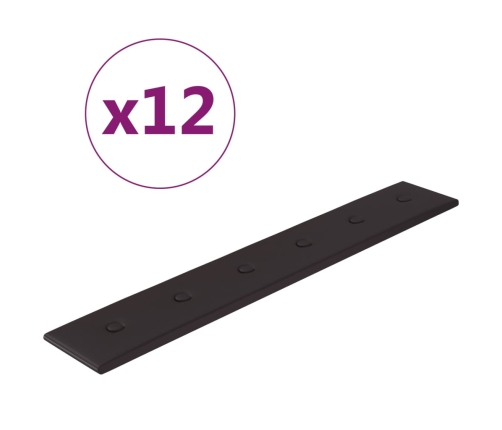 Paneles de pared 12 uds cuero sintético negro 90x15 cm 1,62 m²