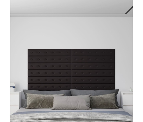 Paneles de pared 12 uds cuero sintético negro 90x15 cm 1,62 m²