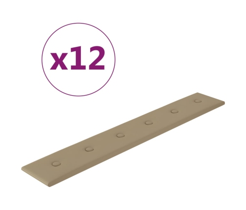 vidaXL Paneles pared 12 uds cuero sintético capuchino 90x15 cm 1,62 m²