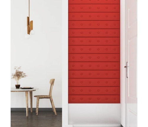 Paneles pared 12 uds cuero sintético rojo tinto 90x15 cm 1,62m²