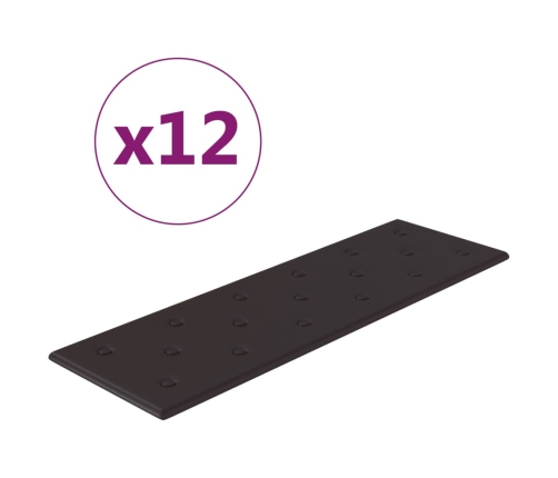 Paneles de pared 12 uds cuero sintético negro 90x30 cm 3,24 m²