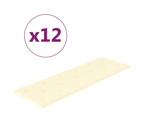 Paneles de pared 12 uds cuero sintético crema 90x30 cm 3,24 m²