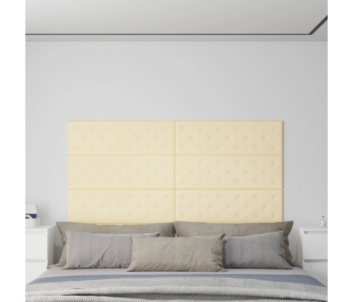 vidaXL Paneles de pared 12 uds cuero sintético crema 90x30 cm 3,24 m²