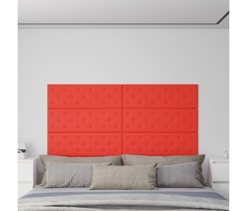 Paneles de pared 12 uds cuero sintético rojo 90x30 cm 3,24 m²