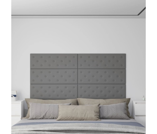 Paneles de pared 12 uds cuero sintético gris 90x30 cm 3,24 m²