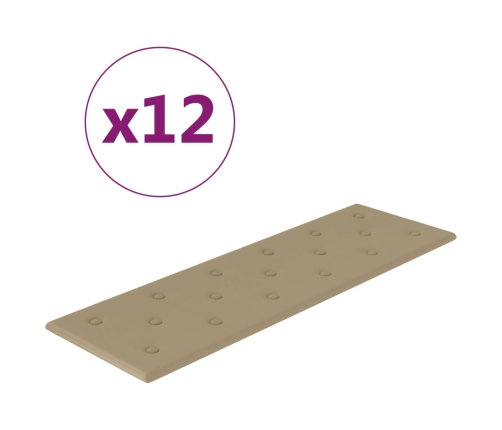 vidaXL Paneles pared 12 uds cuero sintético capuchino 90x30 cm 3,24 m²