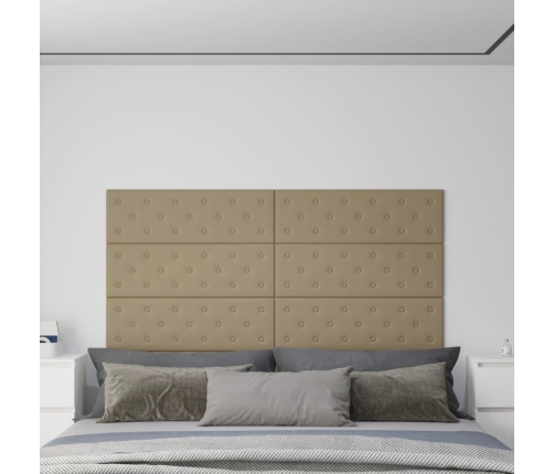 vidaXL Paneles pared 12 uds cuero sintético capuchino 90x30 cm 3,24 m²