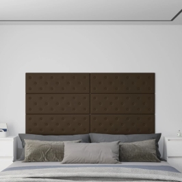 Paneles de pared 12 uds cuero sintético marrón 90x30 cm 3,24 m²