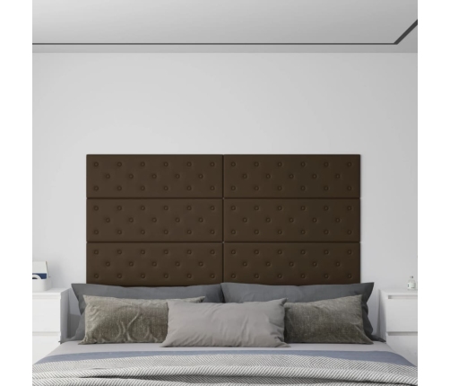 Paneles de pared 12 uds cuero sintético marrón 90x30 cm 3,24 m²