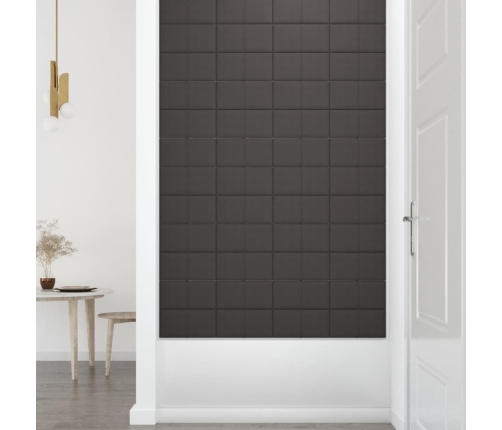 Paneles de pared 12 uds tela gris oscuro 30x15 cm 0,54 m²