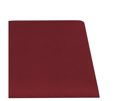 Paneles de pared 12 uds tela rojo tinto 30x15 cm 0,54 m²