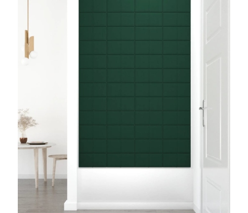 vidaXL Paneles de pared 12 uds tela verde oscuro 30x15 cm 0,54 m²