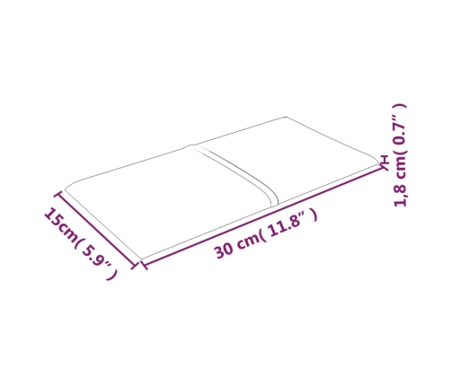 vidaXL Paneles de pared 12 uds tela verde oscuro 30x15 cm 0,54 m²