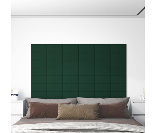 vidaXL Paneles de pared 12 uds tela verde oscuro 30x15 cm 0,54 m²