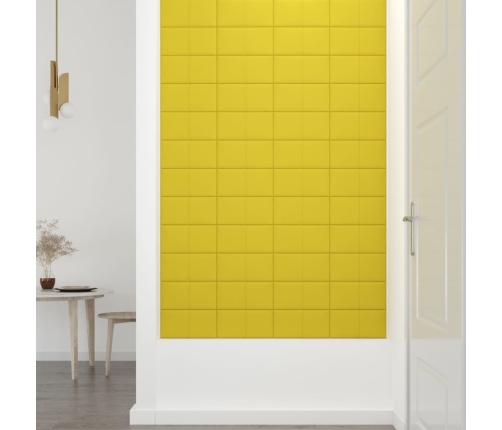 vidaXL Paneles de pared 12 uds tela amarillo claro 30x15 cm 0,54 m²