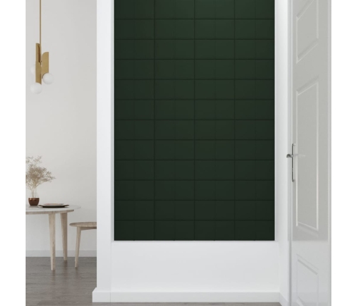 vidaXL Paneles de pared 12 uds terciopelo verde oscuro 30x15cm 0,54 m²